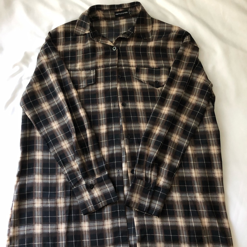 Neutral tone button up flannel